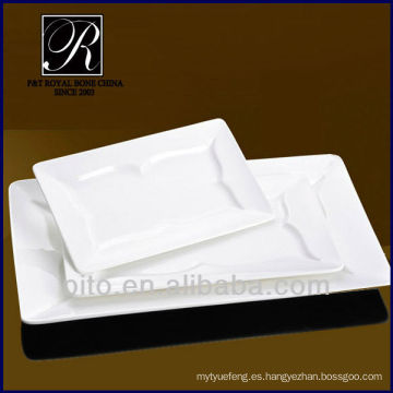 P &amp; T chaozhou fábrica placa de porcelana rectangular, placa de carne, placa de comedor restaurante conjunto